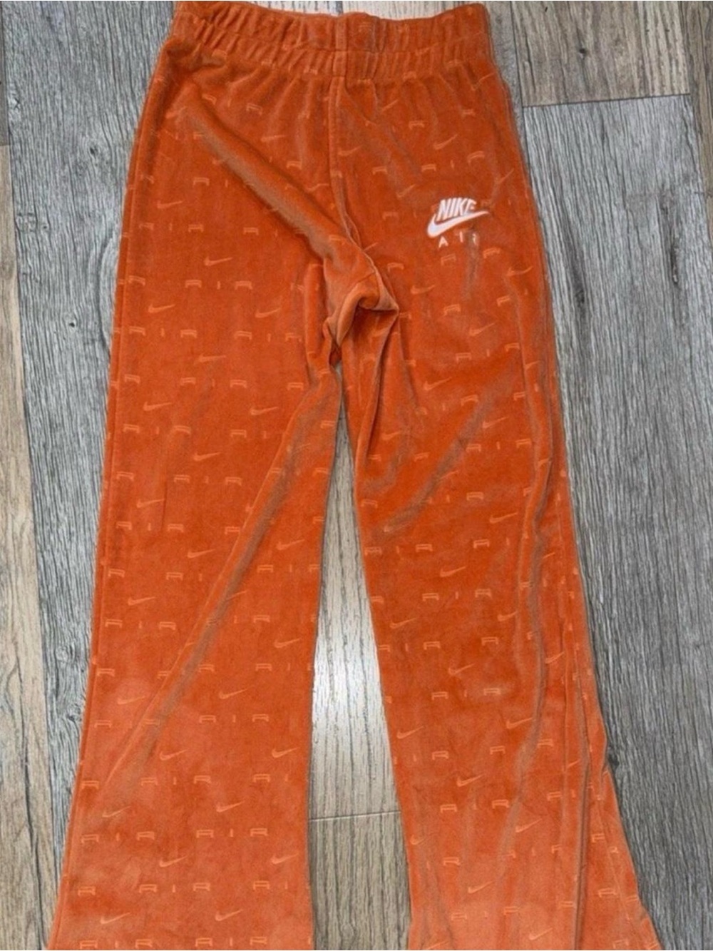 Nike Orange Velour Boot Cut Pants with White Logo